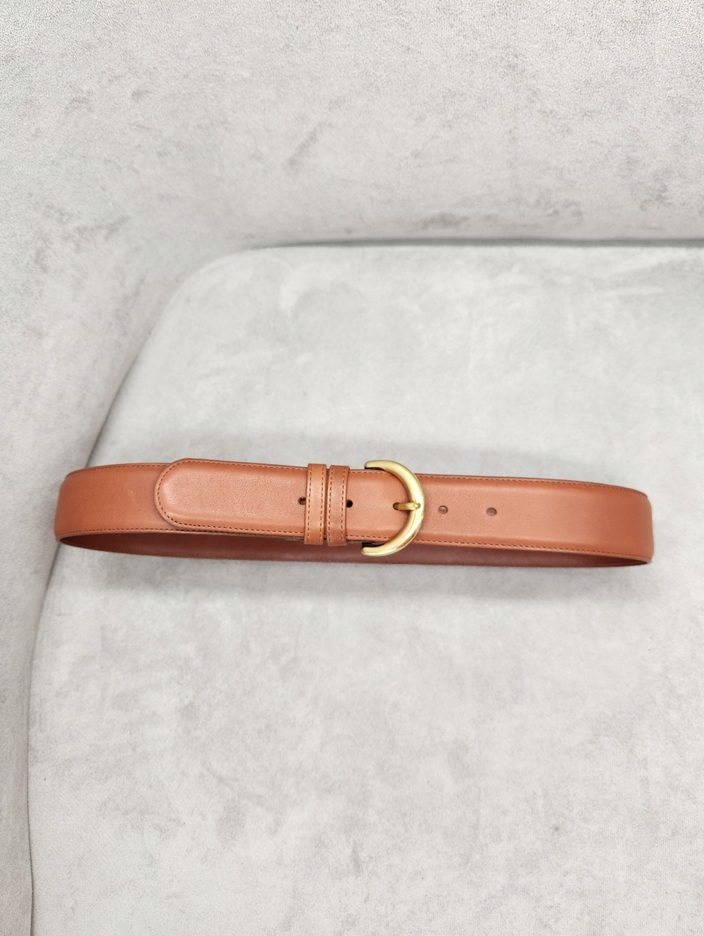Coach Belt M Brown Cowhide Leather 8500 Solid Brass Golden Tone Buckle Preppy - Picture 6 of 10